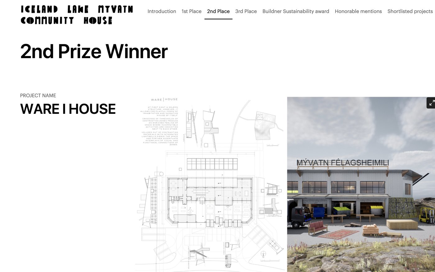 Buildner — Iceland Lake Mývatn Community House, 2nd Prize