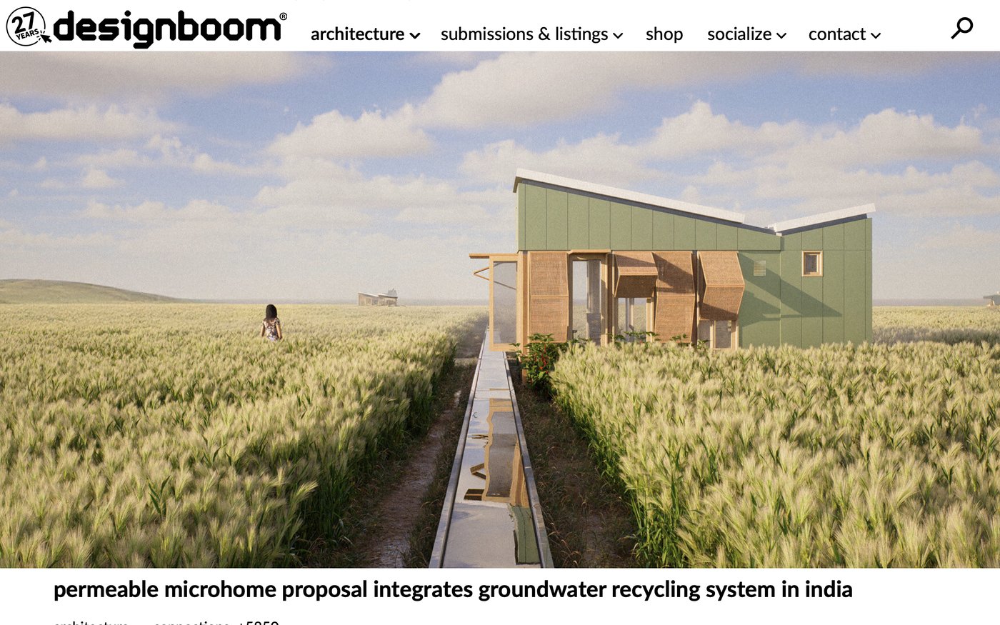 Designboom — Permeable Microhome Proposal Integrates Groundwater Recycling System in India